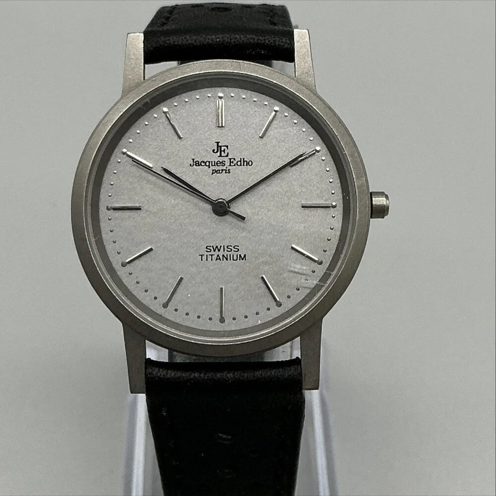 Jacques Edho JE 6661 Mens Watch 33mm Silver Dial Swiss Titanium New Battery